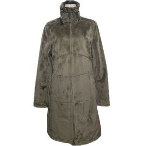 Athleta Minka Plush Fleece Midline Coat Size XL Olive Green Cozy Warm